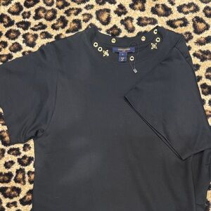 Louis Vuitton Black Tee with Gold Details